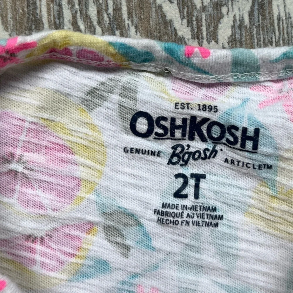 2T Toddler Girls Oshkosh Lemon Floral Grapefruit Tank Blouse Shirt